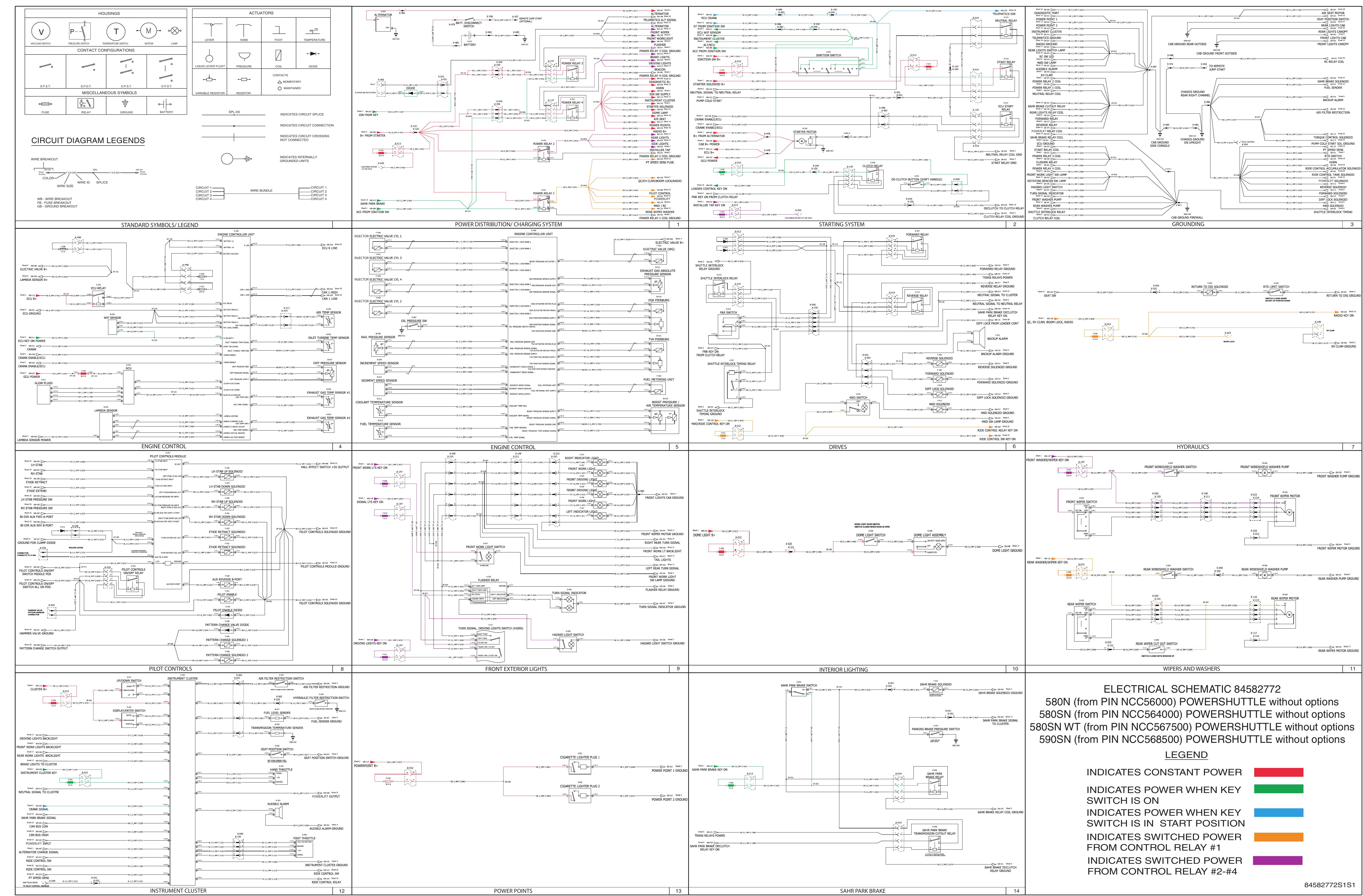 580N 580SN 580SN WT 590SN POWERSHUTTLE without options ELECTRICAL SCHEMATIC